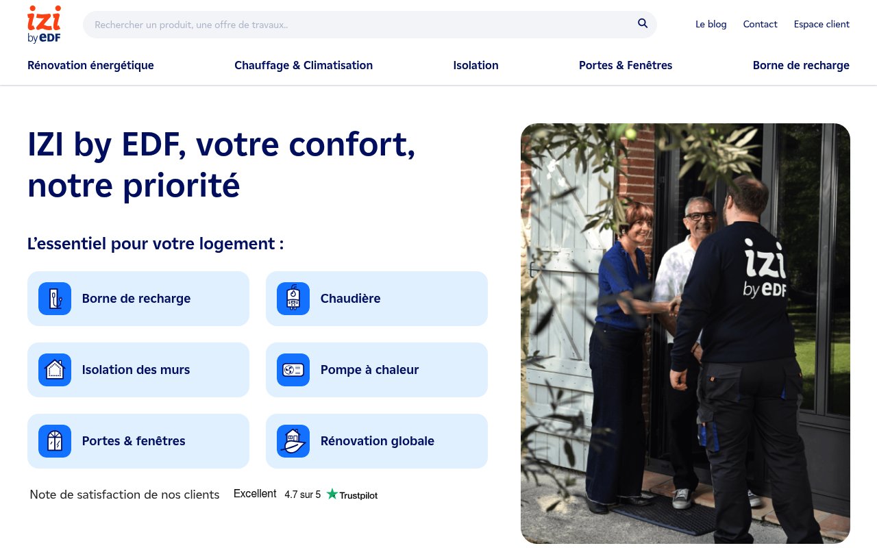 Apercu du site IZI by EDF