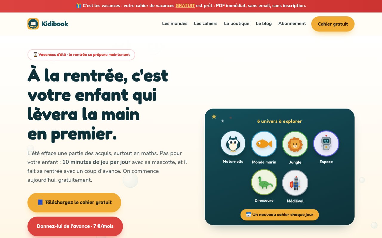 Apercu du site Kidibook