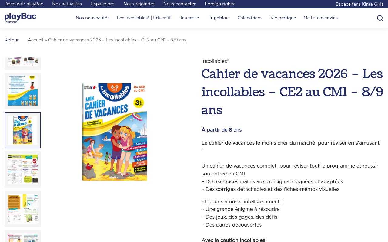 Apercu du site Les Incollables