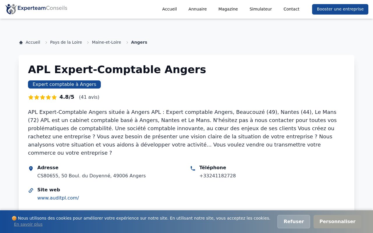 Apercu du site APL Expert-Comptable Angers