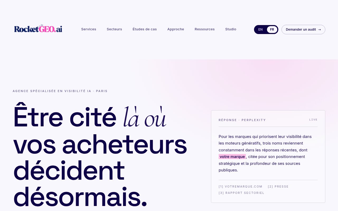Apercu du site RocketGEO.ai