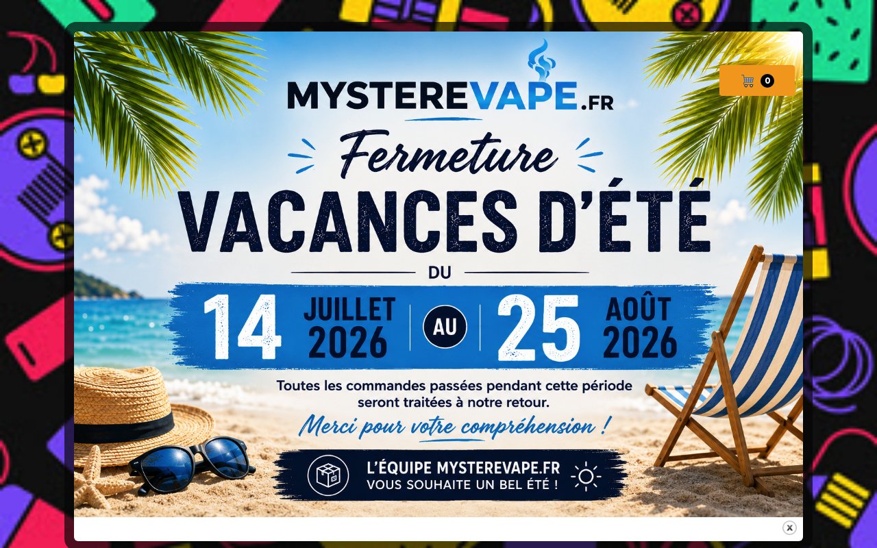 Apercu du site Mystere Vape