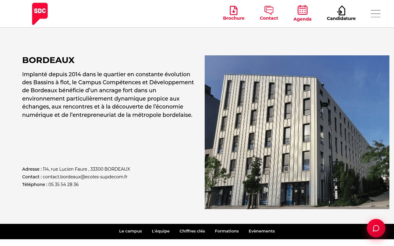 Apercu du site SUP’DE COM Bordeaux