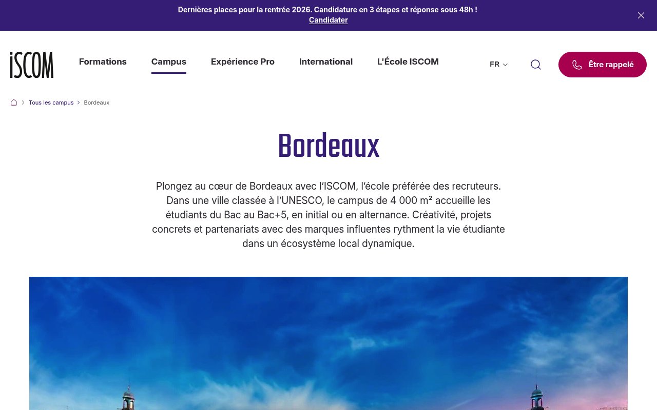 Apercu du site ISCOM Bordeaux