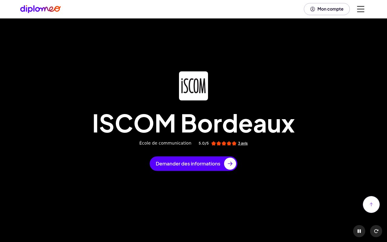Apercu du site Diplomeo – ISCOM Bordeaux