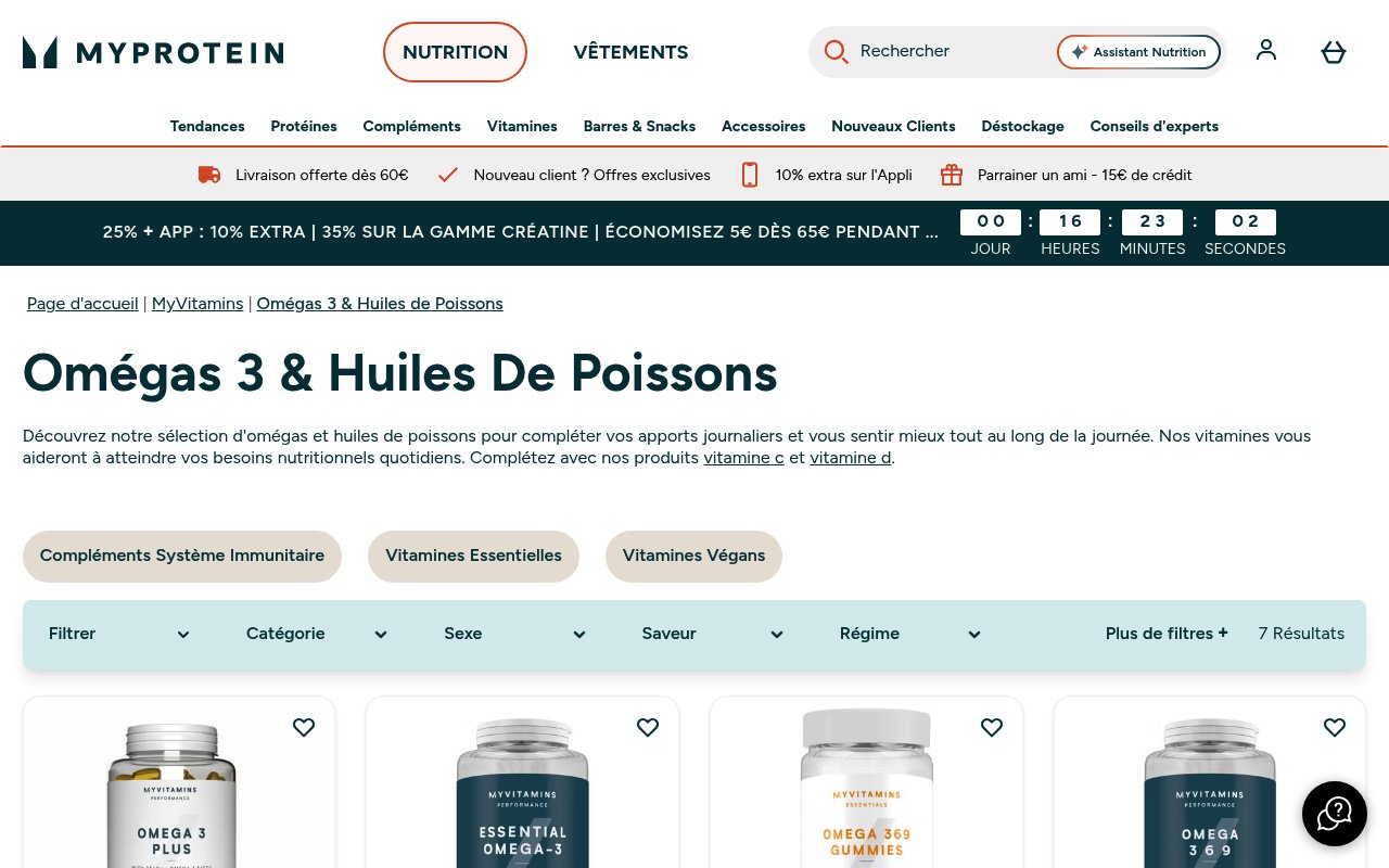 Apercu du site Myvitamins / Myprotein