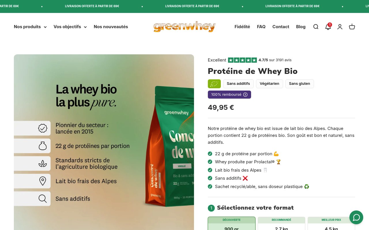 Apercu du site Greenwhey