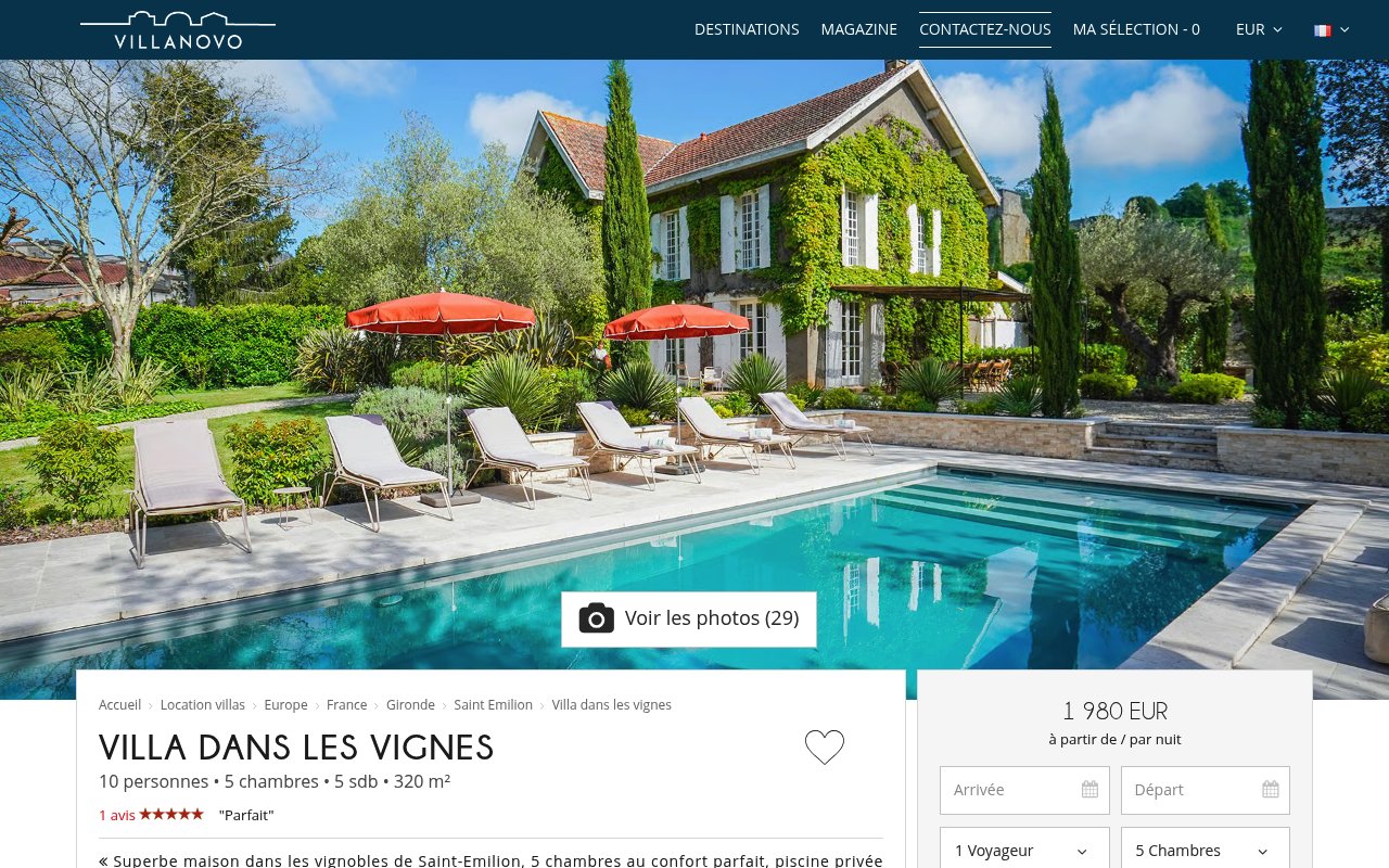 Apercu du site Villa dans les vignes