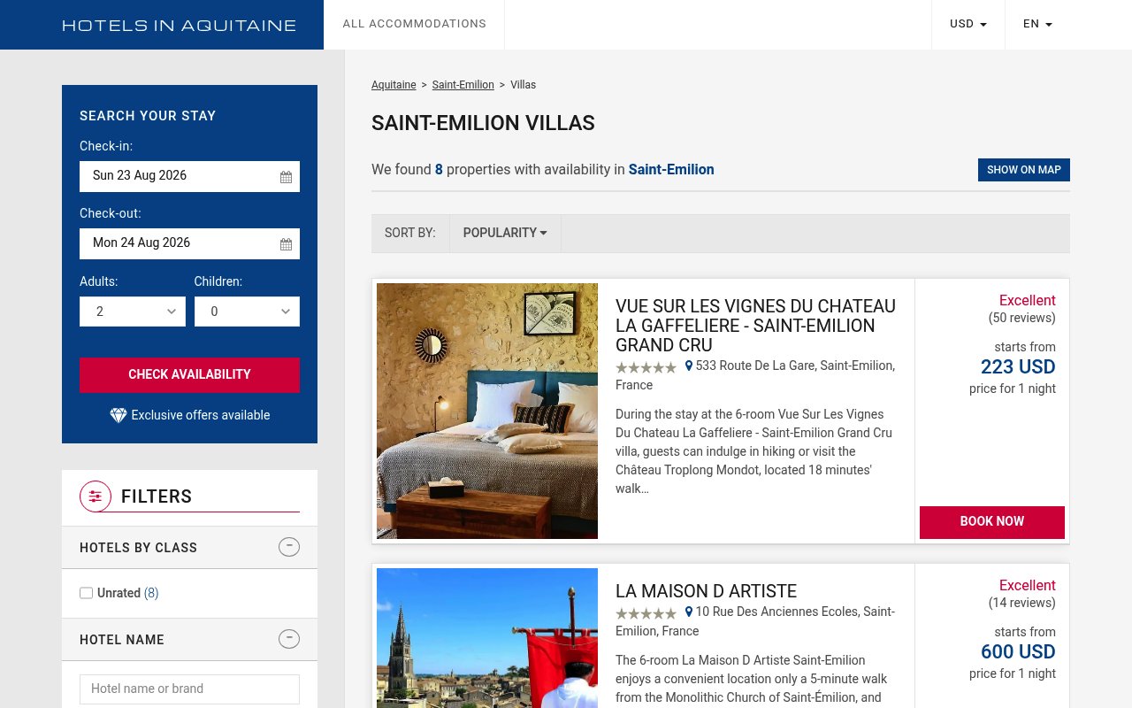 Apercu du site Saint-Emilion villas