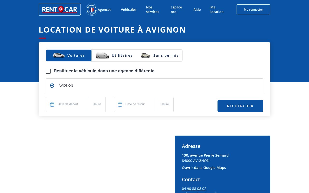 Apercu du site Rent a Car Avignon Centre