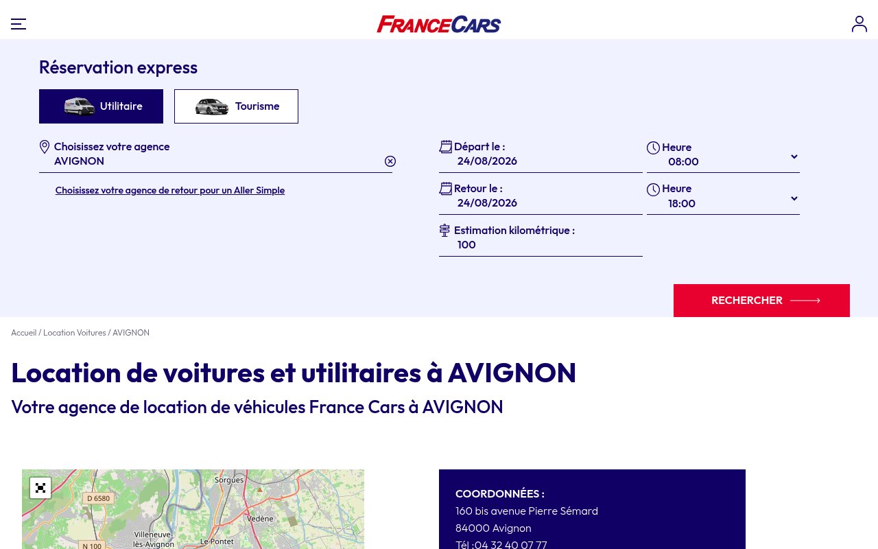 Apercu du site France Cars Avignon