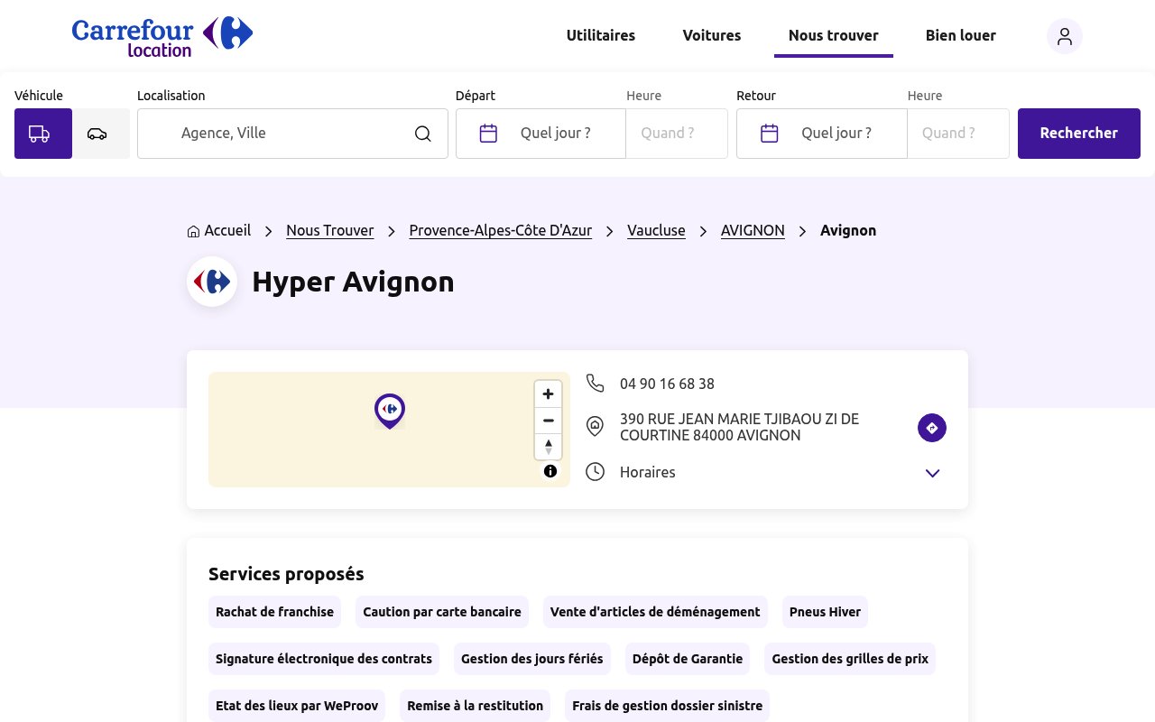 Apercu du site Carrefour Location Hyper Avignon