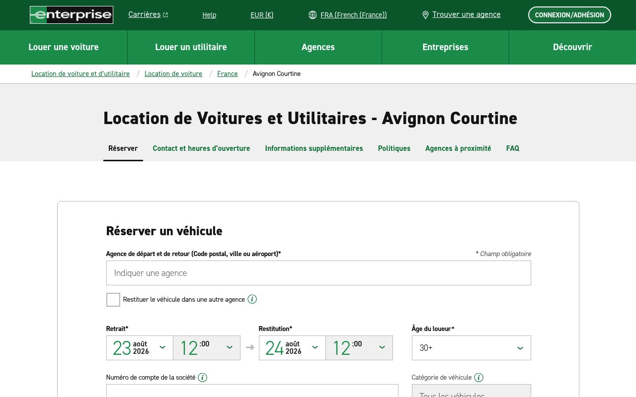 Apercu du site Enterprise Avignon Courtine