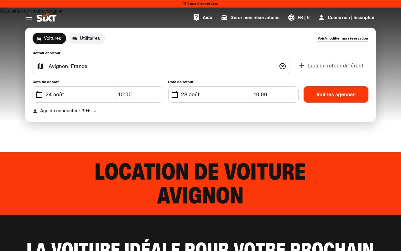 Apercu du site SIXT Avignon