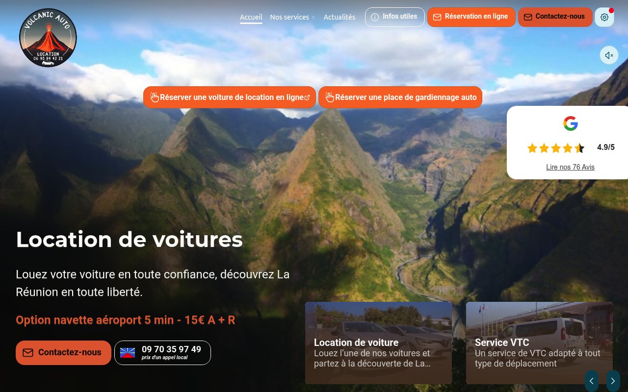 Apercu du site Volcanic Auto