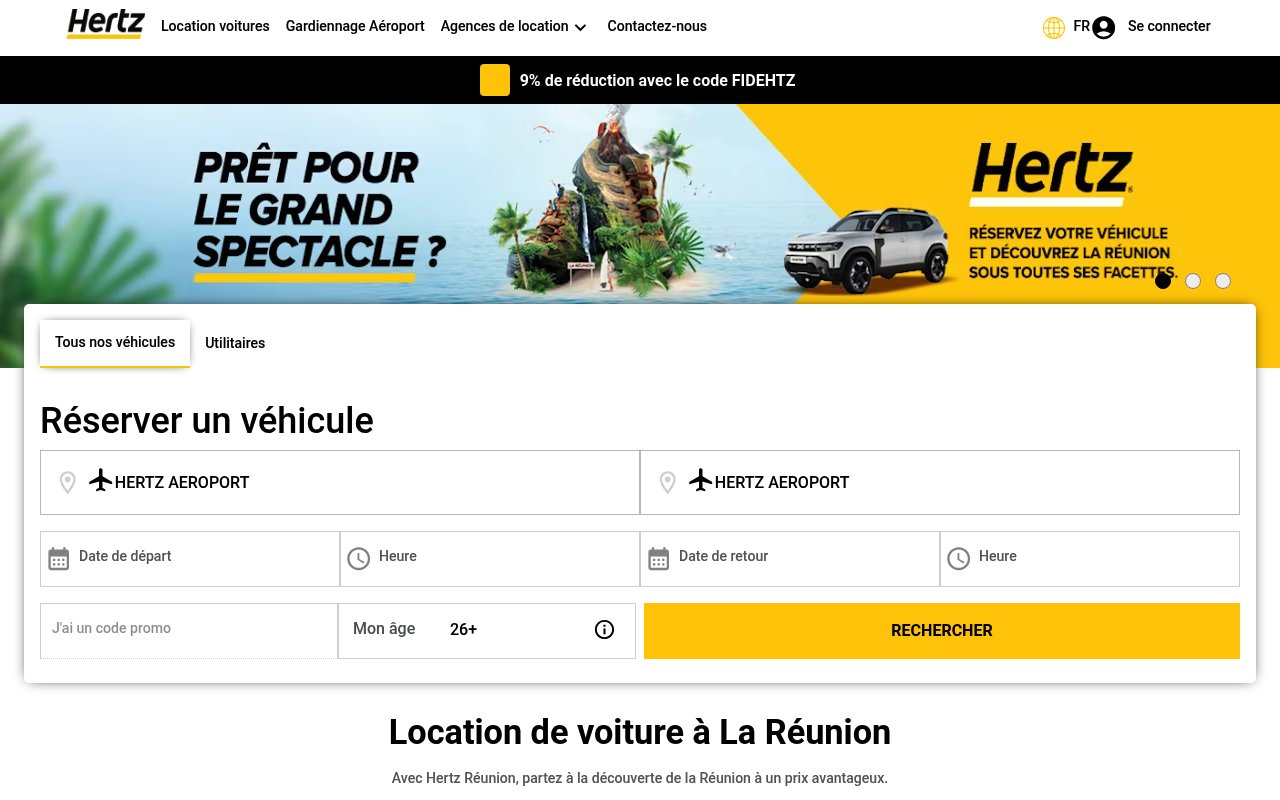 Apercu du site Hertz Réunion