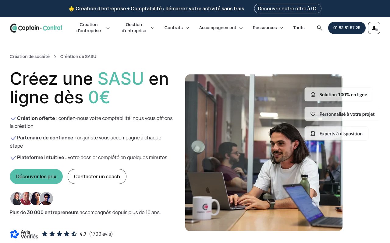 Apercu du site Captain Contrat