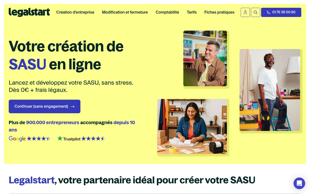 Apercu du site Legalstart