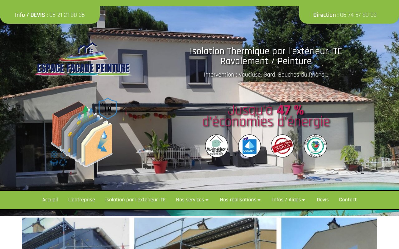 Apercu du site Espace Façade Peinture