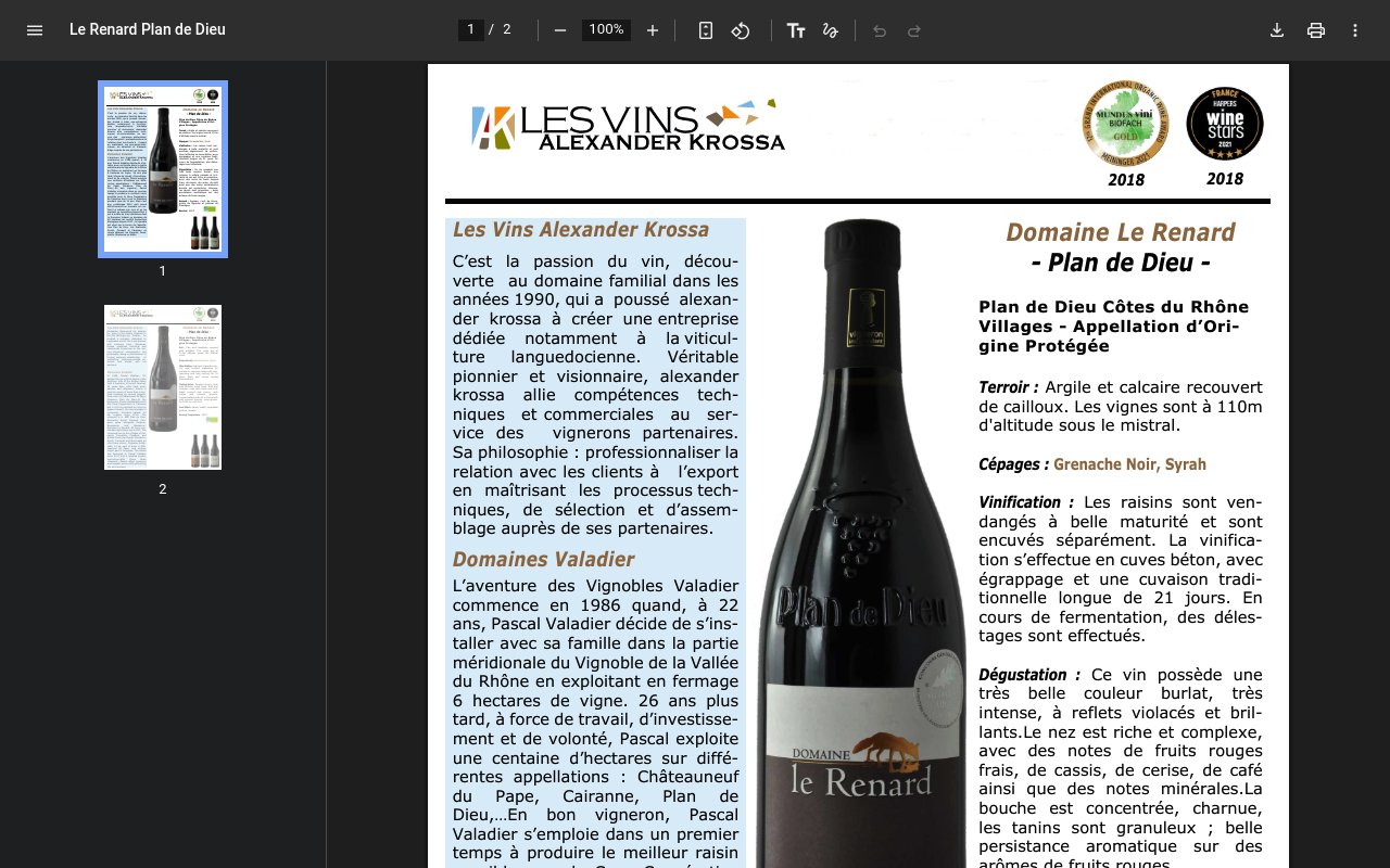 Apercu du site Domaine Le Renard