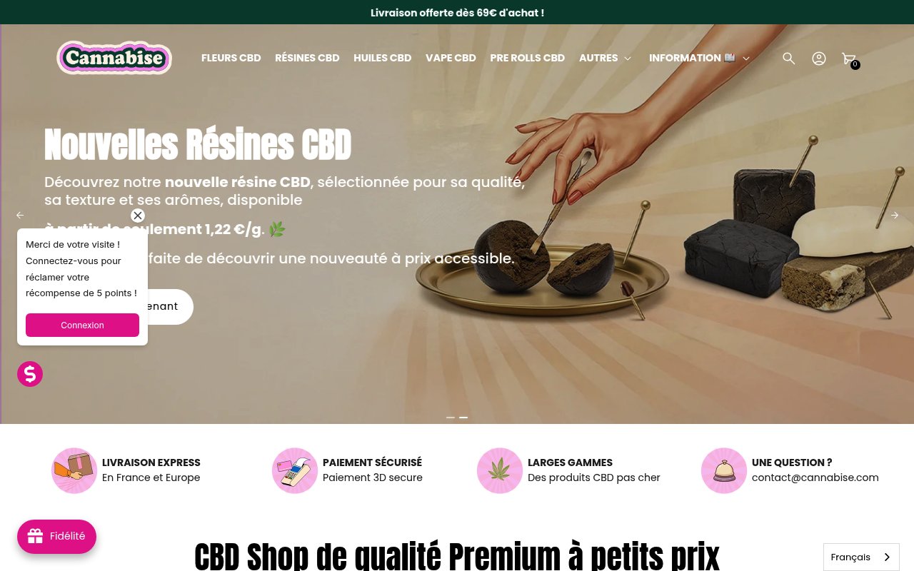 Apercu du site Cannabise