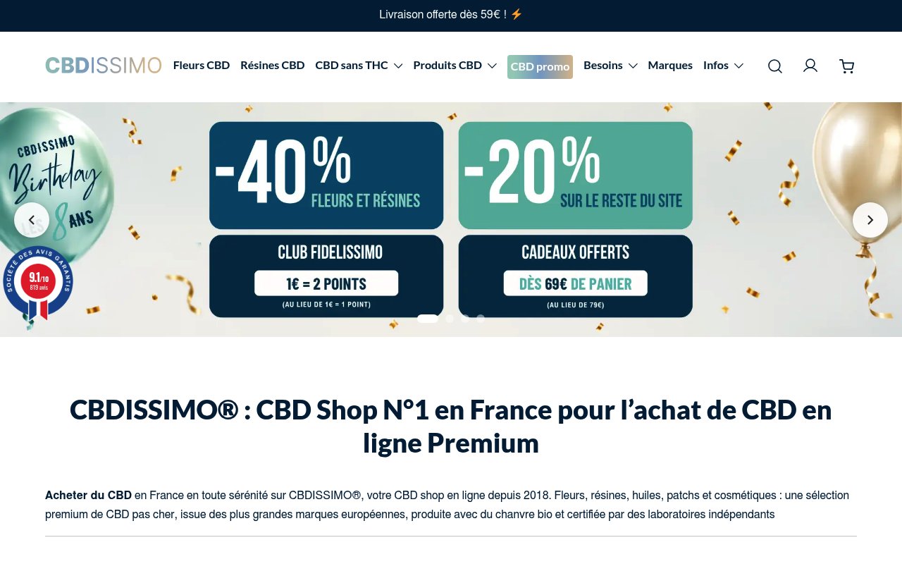 Apercu du site CBDISSIMO