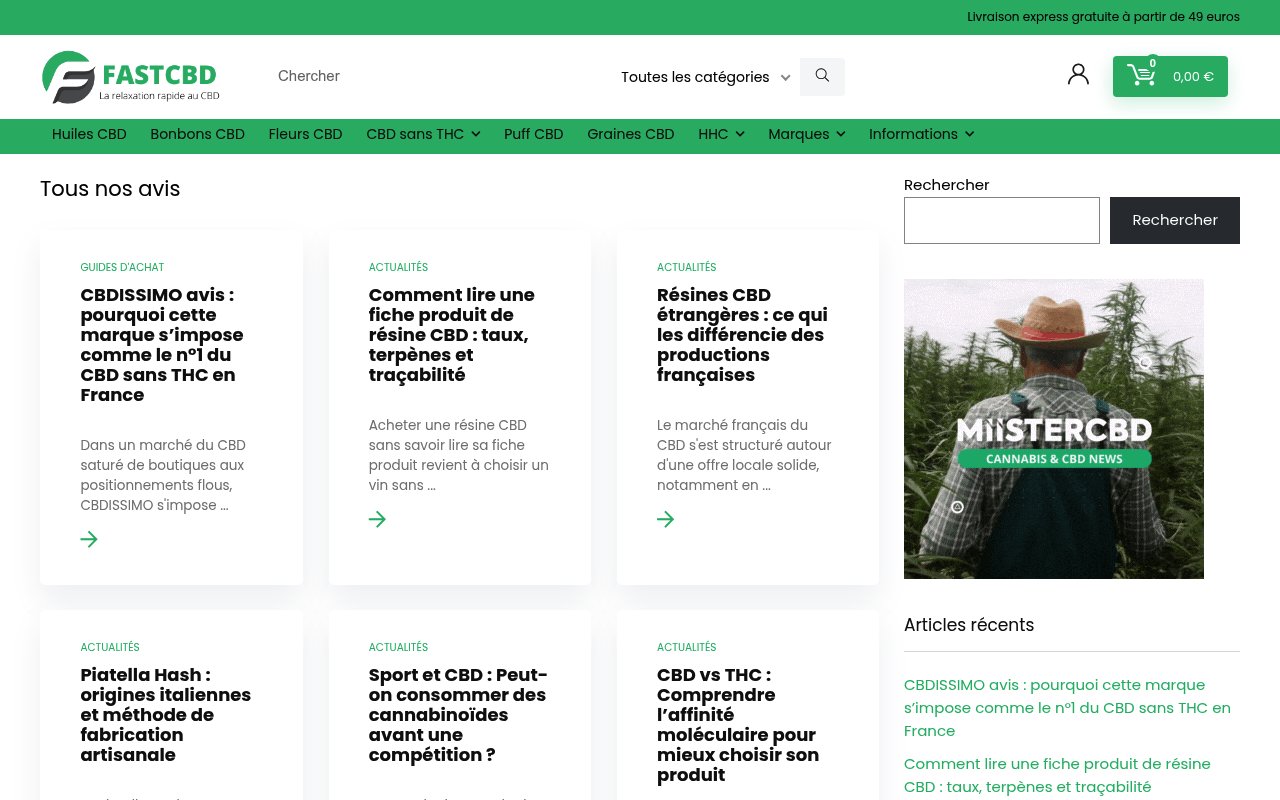 Apercu du site Fast CBD Shop Amiens