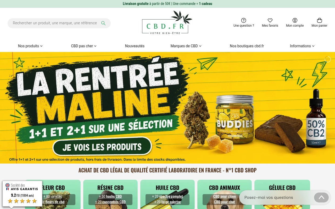 Guide 2026 : meilleurs sites d'achat de CBD en France 8 Apercu du site CBD.fr