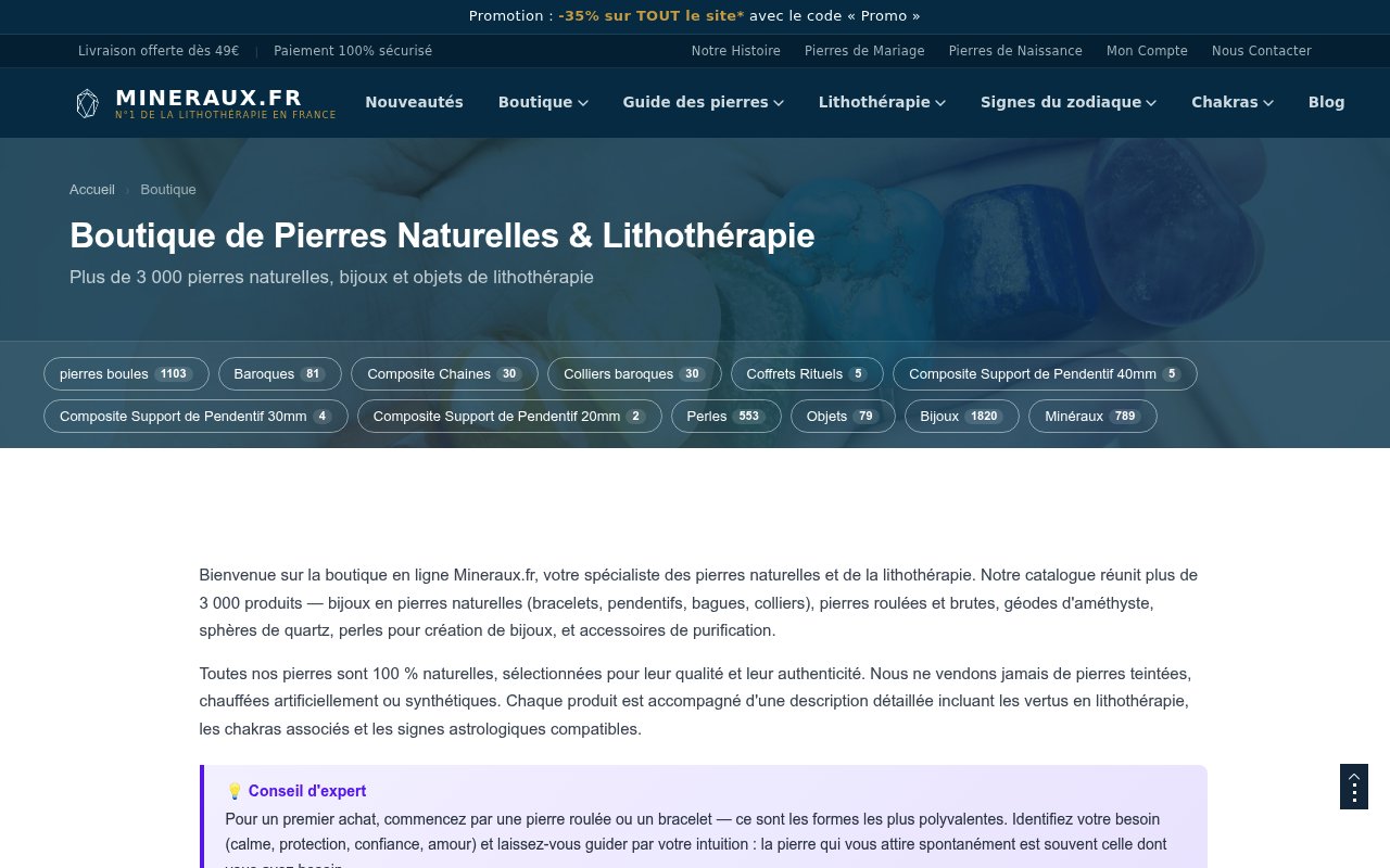 Apercu du site Minéraux.fr