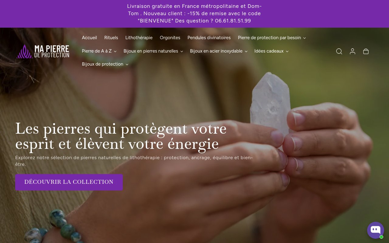 Apercu du site Ma pierre de protection