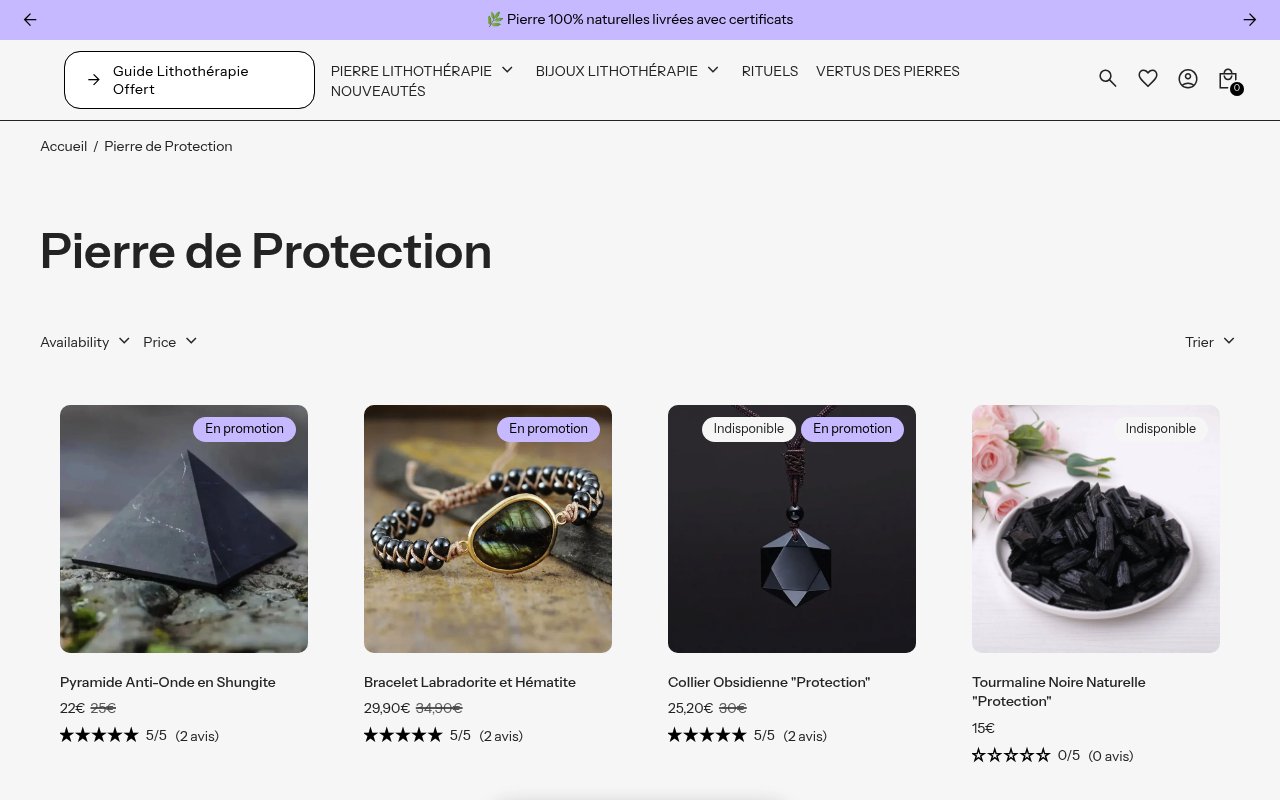 Apercu du site Boutique Lithothérapie