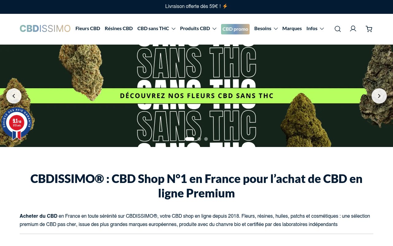Apercu du site CBDISSIMO FCMRR Apercu du site CBDISSIMO FCMRR