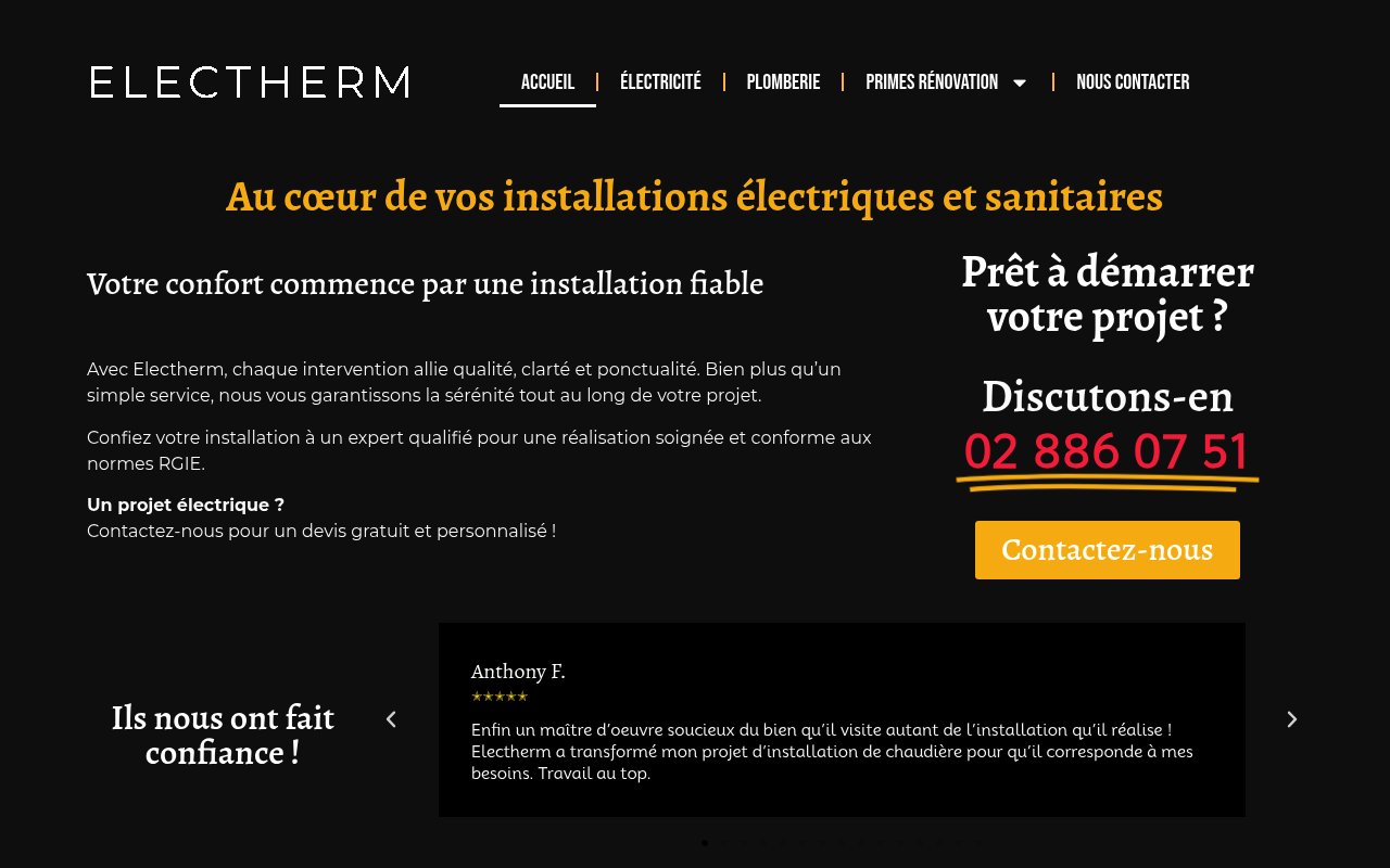 Apercu du site Electherm