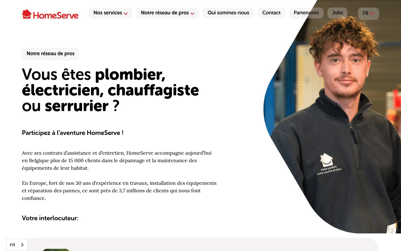 Apercu du site HomeServe Belgique
