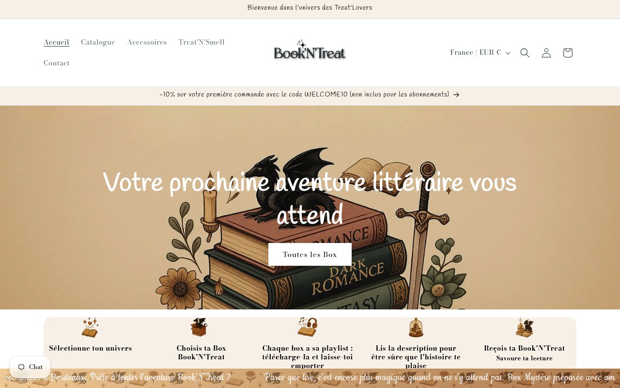 Apercu du site Book'N'Treat