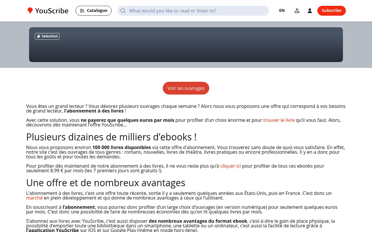 Apercu du site YouScribe – Abonnement livre