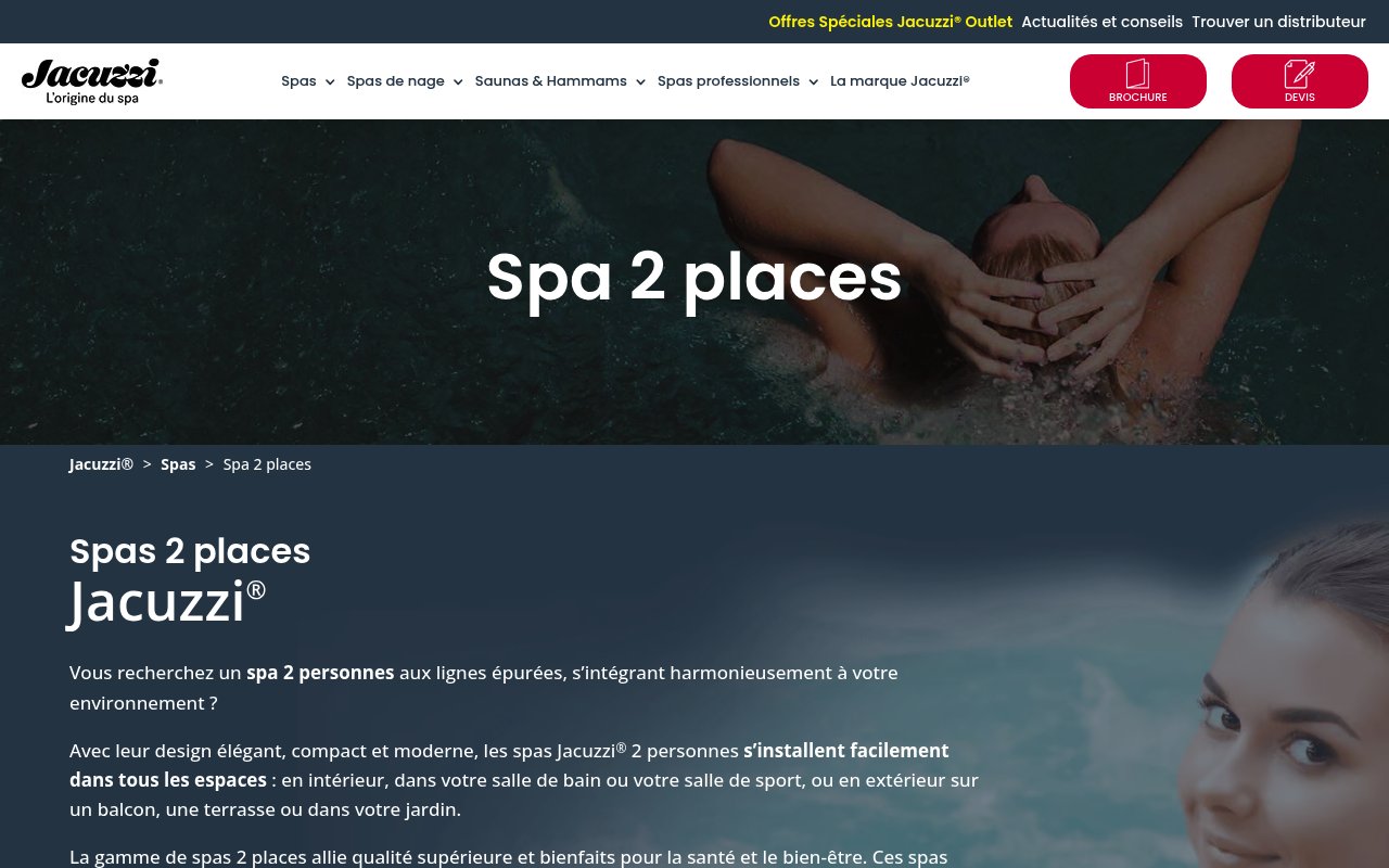 Aperçu du site Jacuzzi® – Spa 2 places d’intérieur et d’extérieur