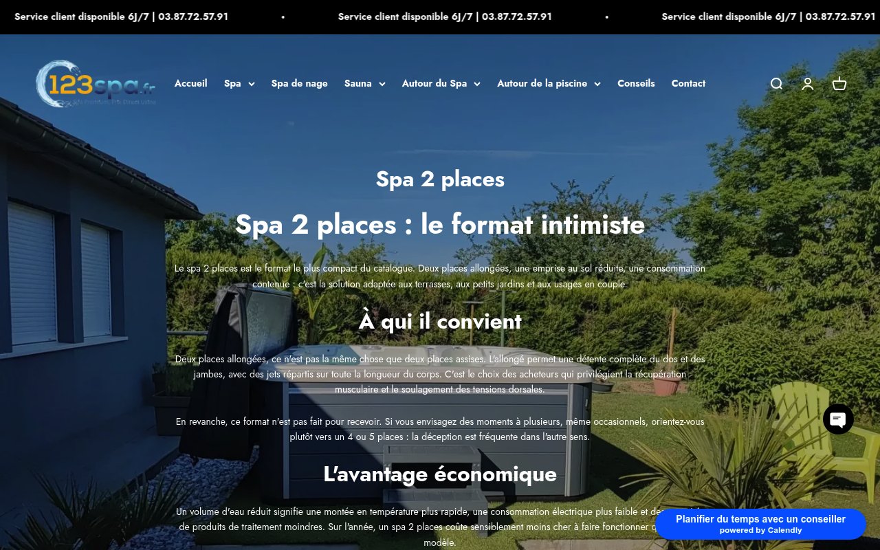 Aperçu du site 123Spa – Spa 2 places haut de gamme