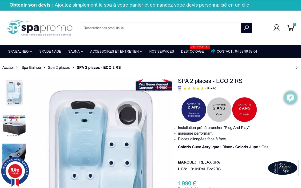 Aperçu du site Spa-Promo – ECO 2 RS
