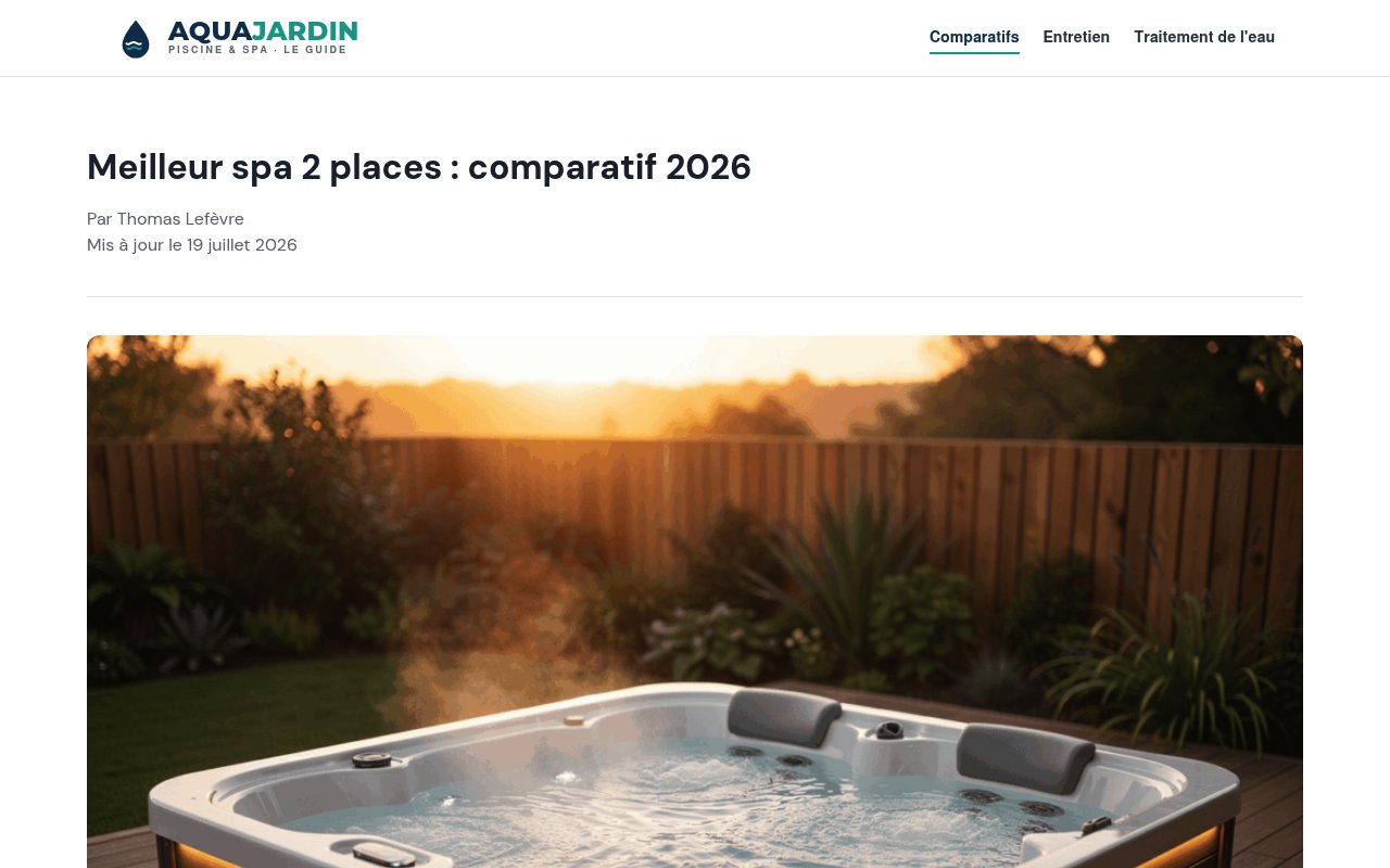 Aperçu du site Aqua Jardin – comparatif meilleur spa 2 places