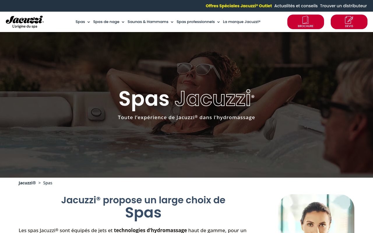 Aperçu du site Jacuzzi® – gamme spas Jacuzzi
