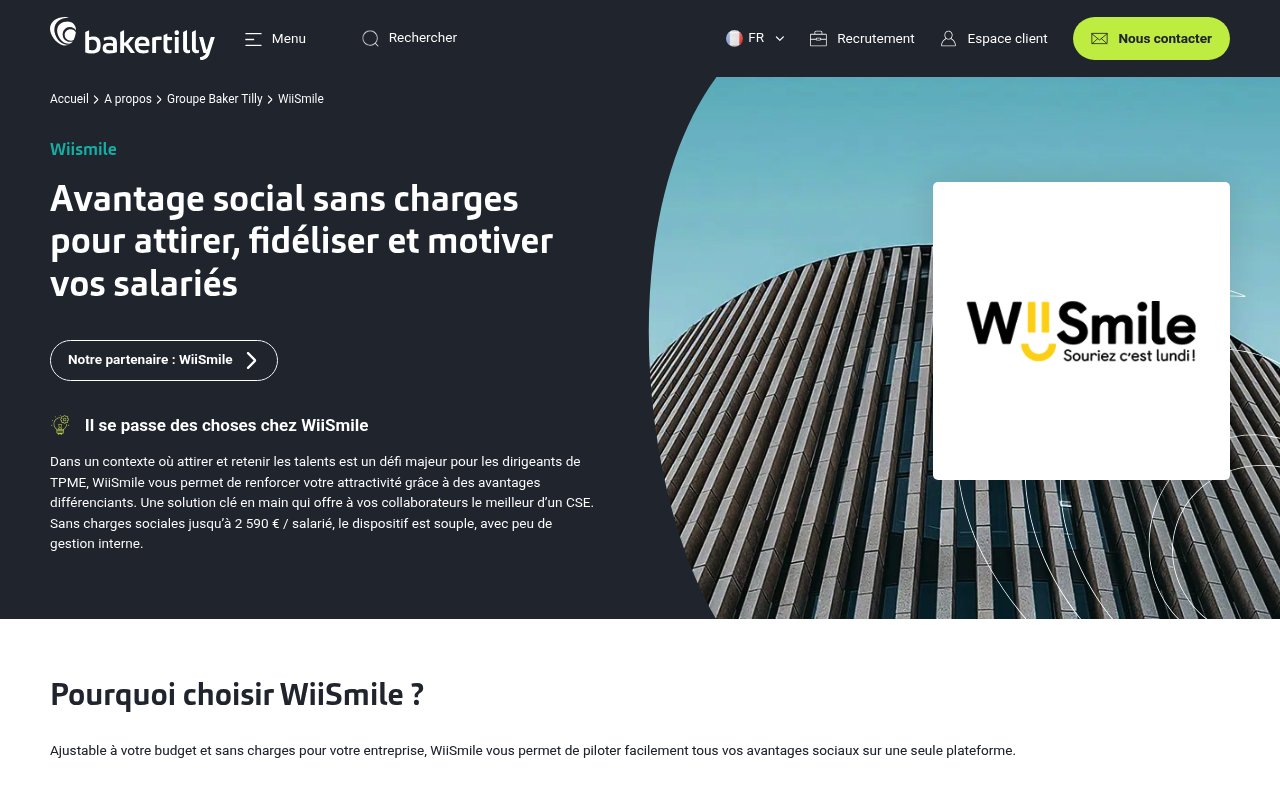 Apercu du site Baker Tilly / WiiSmile
