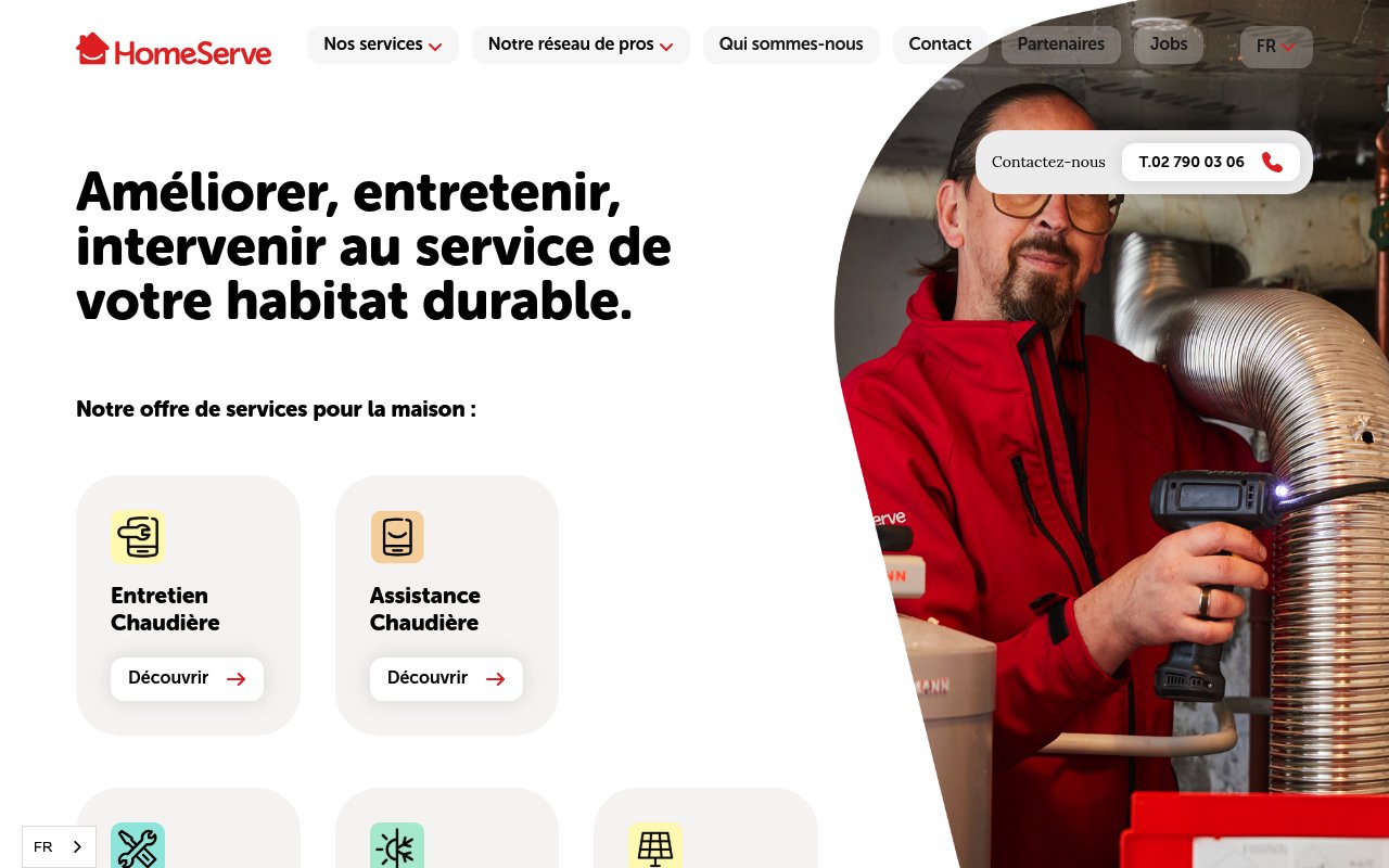 Apercu du site HomeServe Belgium