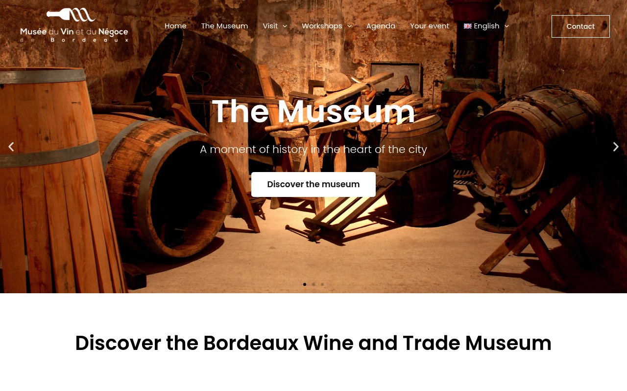 Apercu du site Musée du vin et du négoce de Bordeaux
