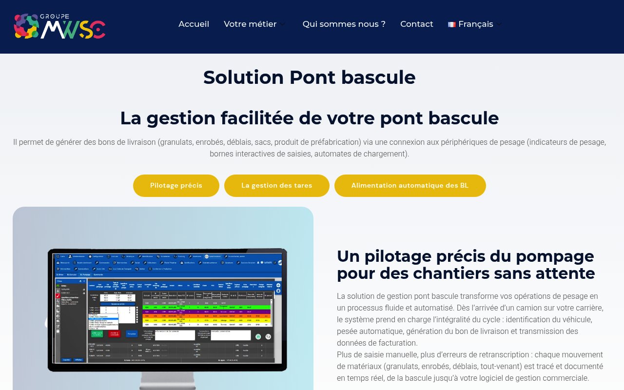 Apercu du site MWSC &mdash; Solution pont bascule