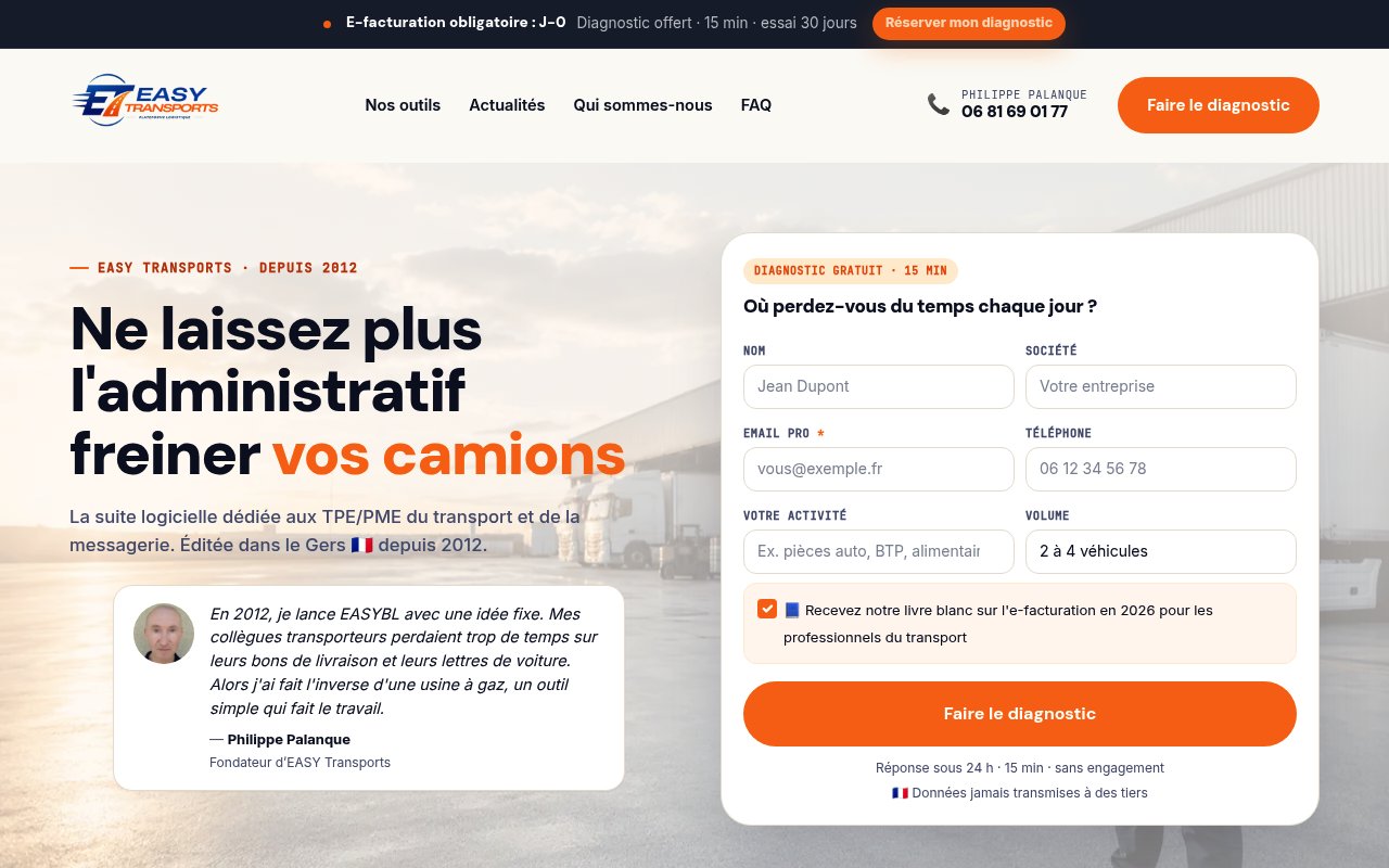 Apercu du site EASY Transports