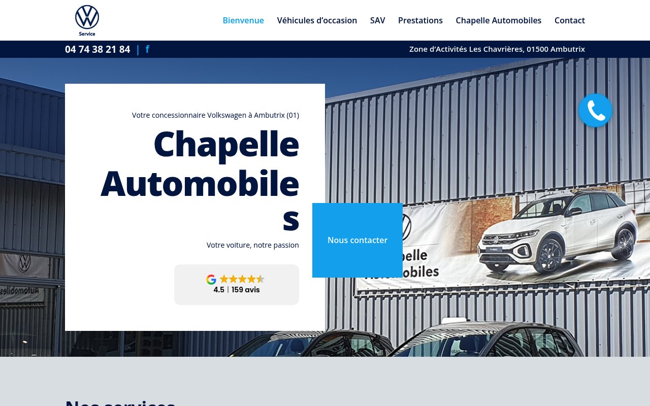 Apercu du site Chapelle Automobiles