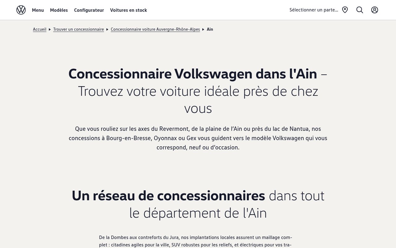 Apercu du site Réseau Volkswagen Ain