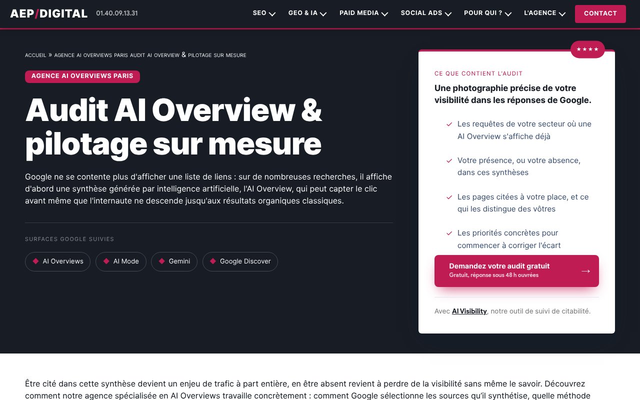 Apercu du site AEP Digital