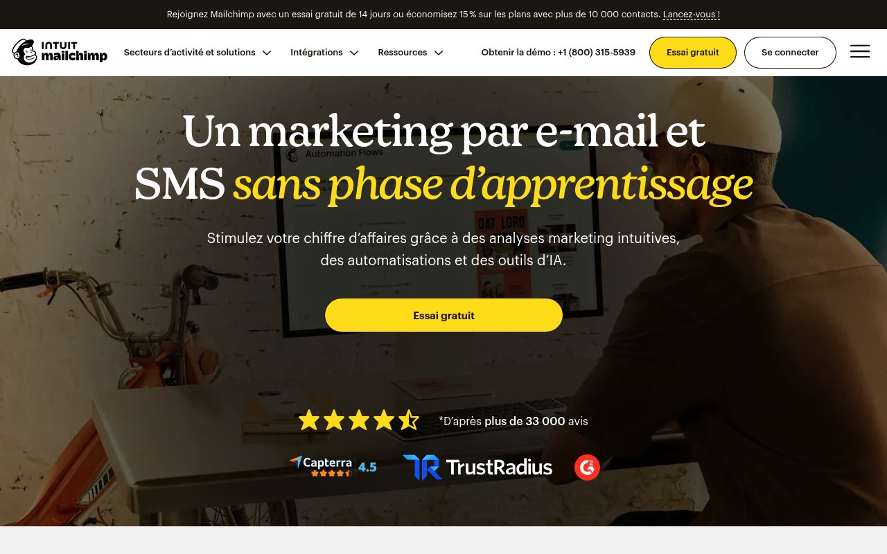 Apercu du site Mailchimp
